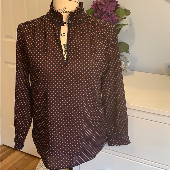 J. Crew Factory Print Ruffle Collar Blouse - Picture 4 of 7